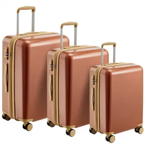 3 Hardside Luggage Carry On With Lock 360° Spinner Wheels Triple Telescopic Handle Lightweight Set 20",24",28" Diverse Colors