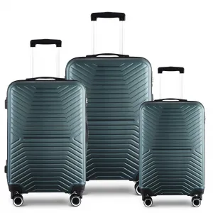 3 Piece Hardshell Luggage Sets 20in/24in/28in Expandable Lightweight Durable Suitcase Sets Dark Green