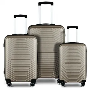 3 Piece Hardshell Luggage Sets 20in 24in 28in Expandable Lightweight Durable Suitcase Champagne