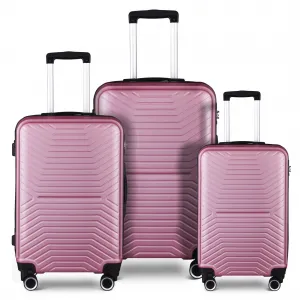 3 Piece Hardshell Luggage Sets 20in/24in/28in Expandable Lightweight Durable Suitcase Pink