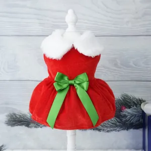 Pet Christmas Fancy Princess Dress Cosplay Outfit Comfortable Soft Dress Up Skirt Pet Supplies Christmas Bow M
