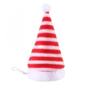 Pet Striped Christmas Hat Multicolor Cat Dog Dress Up Headwear Pet Supplies for Xmas Party Decor red and White Stripes