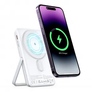 Wireless Portable Charger Magnetic Fast Charging Power Bank 10000mAh, PD 20W Mag-Safe Battery Pack with LED Display and Foldable Stand for iPhone 13&12/Pro Max/Pro/Mini