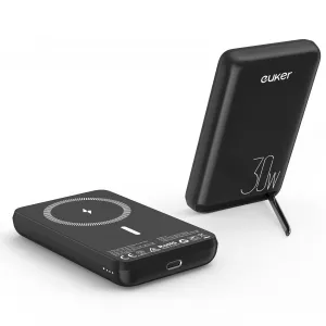 Wireless Portable Charger PD 30W 10000mAh Magnetic Power Bank, Mag-Safe Battery Pack with Foldable Stand and 12N Stronger Magnet for iPhone 14/13/12 Series