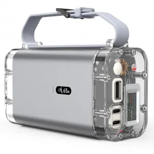 30000mAh 65W Power Bank, 3 Ports, LED & IPS Screen for Devices