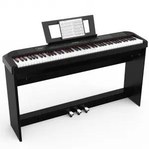 Beginner Digital Piano 88 Key Full Size Weighted Keyboard, Portable Electric Piano,Home Digital Pianos with Sustain Pedal, Power Supply - Weighted Digital Piano with Stand