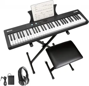 61 Key Keyboard Piano + Electric Semi-Weighted Keys + Built-In Speakers + Power Supply + Pedal + Portable + Suitable for Beginners/Professionals + Perfect for Birthday or Christmas