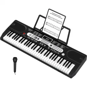 61-Key Electric Piano Keyboard + Superior Quality + 3 Elite Teaching Modes + ABS Plastic + Rich Music Selections + USB MIDI + Home & Outdoor Use