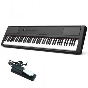 88 Key Digital Piano,Protable Full Size 88 Key Semi-Weighted Electric Digital Keyboard Piano for Beginner/Professional,With Power Supply,Built In Speakers,Pedal,Gift for Birthday or Christmas