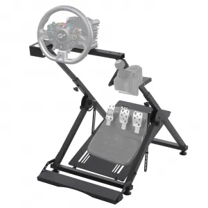 Racing Wheel Stand + Compatible with Logitech G25 G27 G29 G920 Thrustmaster T330TS + Height Adjustable + Foldable + Carbon Steel + Gear Shifter Holder + Gaming Cockpit