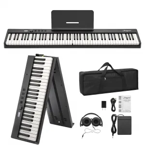 Folding Piano Keyboard,Portable Piano Keyboard 88 Keys for Beginner,Full Size Digital Piano with Sustain Pedal,Headphones, Handbag, Bluetooth, USB MIDI for Beginner,Kids,Adult