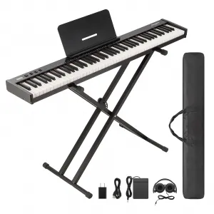 Piano Keyboard 88 Keys Semi-weighted, Full-Size Electric Keyboard Piano for Beginners,Portable Keyboard with Stand,Headphones,Sustain Pedal,Handbag,Bluetooth, USB MIDI