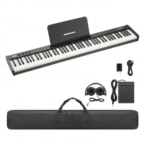 Piano Keyboard 88 Keys Semi-weighted, Full-Size Electric Keyboard Piano for Beginners,Portable Keyboard with Headphones,Sustain Pedal,Handbag,Bluetooth, USB MIDI