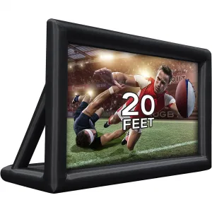 Inflatable Projector Screen 20FT, Portable Blow Up Outside Projector Screen, Front & Rear Projection, with Rope, Air Blower, Ground Nails and Carry Bag, for Theater/Football/Backyard Party