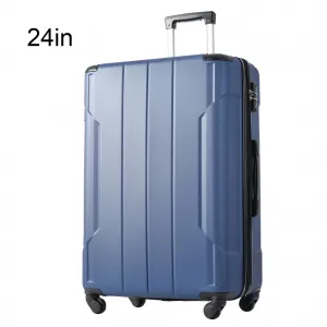 Hardshell Suitcase With Lightweight TSA Approved Locks And 3-Level Telescopic Handle, Expandable Blue Travel Luggage, 24 Inches