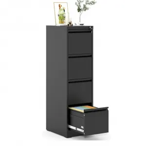 4-Drawer File Cabinet with Lock, Heavy Duty Vertical Filing Cabinets for Home Office, Secure Locking Metal Steel Storage Cabinet for Letter/Legal Size File, Assembly Required, Black