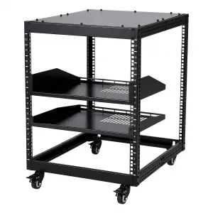 12U Open Frame Server Rack Adjustable 23''-40'' Depth Wall Mount & Free Standing Network Rack Black