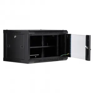 6U Wall Mount Network Cabinet - 17.7 in Deep Server Rack Enclosure with Locking Glass Door & Removable Side Panels, IT/AV Equipment Rack for Secure Data and Audio-Visual Installations