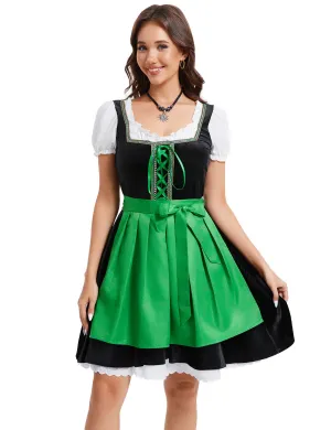 Women German Dirndl Dress 2 Pieces Costumes Traditional Beer Bavarian Oktoberfest Halloween