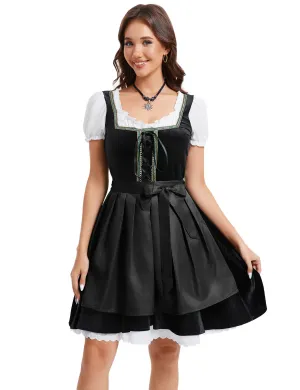 Womens German Dirndl Dress 2 Pieces Costume Black S Traditional Bavarian Oktoberfest