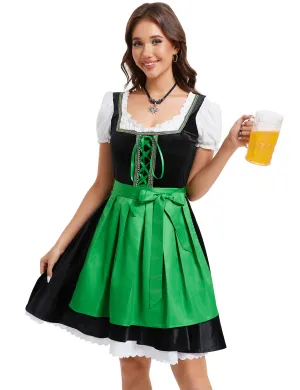 Women German Dirndl Dress 2 Pieces Costumes for Traditional Beer Bavarian Oktoberfest Halloween