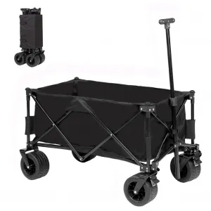 Collapsible Wagon Cart, 330lbs Large Capacity Beach Wagon, Heavy Duty Folding Wagon with All-Terrain Wheels, Portable Outdoor Utility Wagon for Sports Shopping Camping Garden