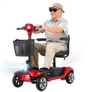 Foldable 4-Wheel Mobility Scooter for Adults with 350W Motor, 20Ah Battery, 20-Mile Range, Indoor/Outdoor Use, Lightweight Stainless Steel, Black