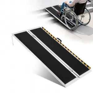 5FT Aluminum Wheelchair Ramp | Portable Folding Ramp for Stairs & Cars | 800 lbs Capacity | Non-Slip Surface for Scooters, Doorways & Home Steps