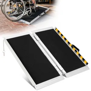 3FT Aluminum Wheelchair Ramp | Portable Folding Ramp for Stairs & Cars | 800 lbs Capacity | Non-Slip Surface for Scooters, Doorways & Home Steps