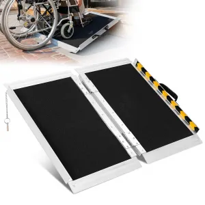 2FT Aluminum Wheelchair Ramp | Portable Folding Ramp for Stairs & Cars | 800 lbs Capacity | Non-Slip Surface for Scooters, Doorways & Home Steps