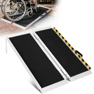 4FT Aluminum Wheelchair Ramp | Portable Folding Ramp for Stairs & Cars | 800 lbs Capacity | Non-Slip Surface for Scooters, Doorways & Home Steps