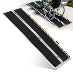 8FT Aluminum Wheelchair Ramp | Portable Folding Ramp for Stairs & Cars | 800 lbs Capacity | Non-Slip Surface for Scooters, Doorways & Home Steps