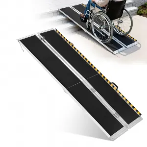 7FT Aluminum Wheelchair Ramp | Portable Folding Ramp for Stairs & Cars | 800 lbs Capacity | Non-Slip Surface for Scooters, Doorways & Home Steps