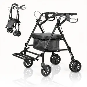 Wheelchairs for Adults Lightweight Foldable with 6in Wheels, 299lb Capacity, Adjustable Height, Steel Frame, Underseat Storage, Travel & Indoor Use