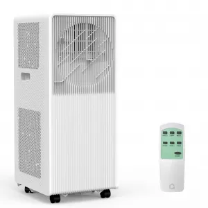 12,000 BTU Drainage-free Portable Air Conditioner for Indoor Rooms, 3-In-1 AC Unit for Bedroom 190-250 Sq.Ft, Dehumidifier, Fan, Sleep Mode, 24 Timer, Remote Control, Window Kits, White