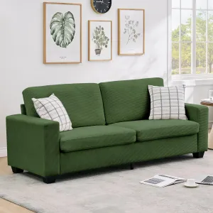 84" Modern Loveseat Sofa Bed with Removable Washable Cover, 2-Seater Corduroy Couch for Small Spaces, Deep Seat & Wide Armrest, Sleeper Sofa for Living Room, Apartment, Green