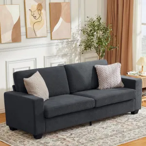 84" Modern Loveseat Sofa for Living Room, Corduroy Upholstered Sofa with Wide Armrests, 2-3 Plush Deep Seat Sofa Couch  for Living Room, Apartment, Dark Gray