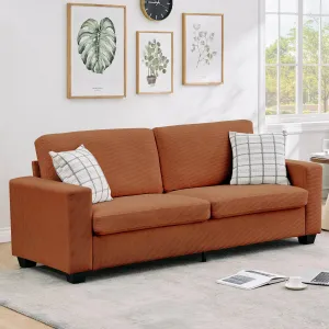 84" Modern Loveseat Sofa for Living Room, Corduroy Upholstered Sofa with Wide Armrests, 2-3 Plush Deep Seat Sofa Couch  for Living Room, Apartment, Orange