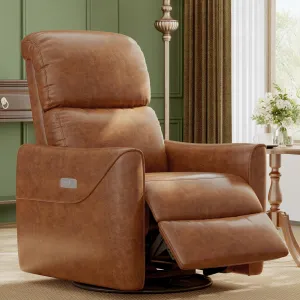 Power Swivel Glider Recliner with Lumbar Support, Electric Rocking Chair with Side Buttons, High Padded Backrest, USB Charging, Nursery Rocking Recliner for Living Room, Bedroom