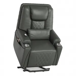 Electric Power Lift Recliner Chair Sofa, Power Lift Chair for Seniors, 3 Adjustable Positions, Side Pockets and Cup Holders, USB Charging Ports, Remote Control, Perfect for Living Room, Dark Gray