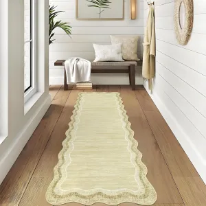 2x6 Washable Runner Rug Modern Plain Non-Slip Stain Resistant Low Pile Non-Shedding Beige/Brown Kitchen Hallway Laundry
