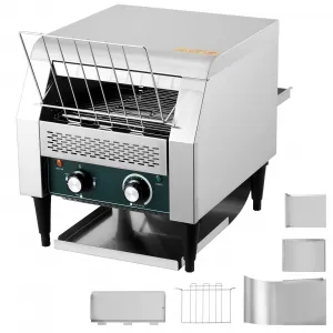 150 Slices/H Commercial Conveyor Toaster - 1300W, 7-Temp Settings & Timer, Stainless Steel Restaurant Toaster with Removable Tray