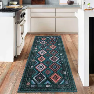 Area Rug Machine Washable Non-Slip Low Pile Geometric Print for Living Room Bedroom Nursery Entryway, Multiple Sizes, Various Colors