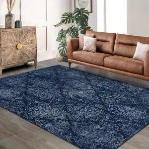 Machine Washable Area Rugs Lightweight Soft Carpet Boho Botanical Floral Ultra-Thin Indoor Rug