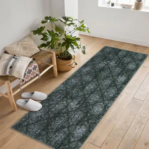 Bedroom Rug Washable Area Rug Non Slip Low Pile Boho Floral Small Carpet for Bedroom Bedside Soft Paisley Design
