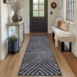 Washable Runner Rug 2x6 Non Slip Kitchen Rug Dark Grey Soft Low Pile Bathroom Rug