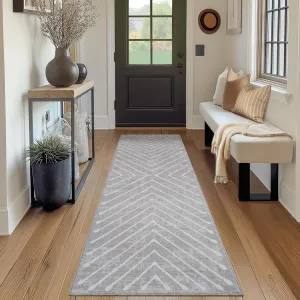 Washable Runner Rug 2x6 Non Slip Kitchen Rug Modern Indoor Entryway Rug 2'x6' Light Grey