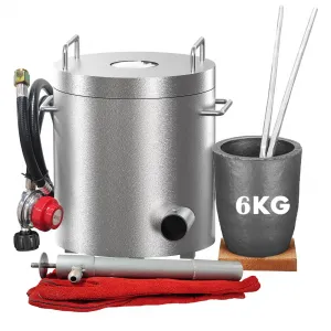 18 lbs / 6 KG Propane Melting Furnace Kit - 2372°F Metal Foundry Furnace with Crucible and Tong, Large-Capacity Melter for Copper, Silver, Aluminum, and Gold, Ideal for Beginners