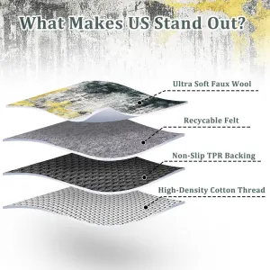 Washable Area Rug Large Cream Colorful Boho Vintage Floral Bedroom Rug Ultra-Thin Non-Slip