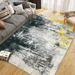 Area Rug, Ultra-Soft Washable Rug for Living Room, Dinner Room, Bedroom, Non-Slip Modern Abstract Rug